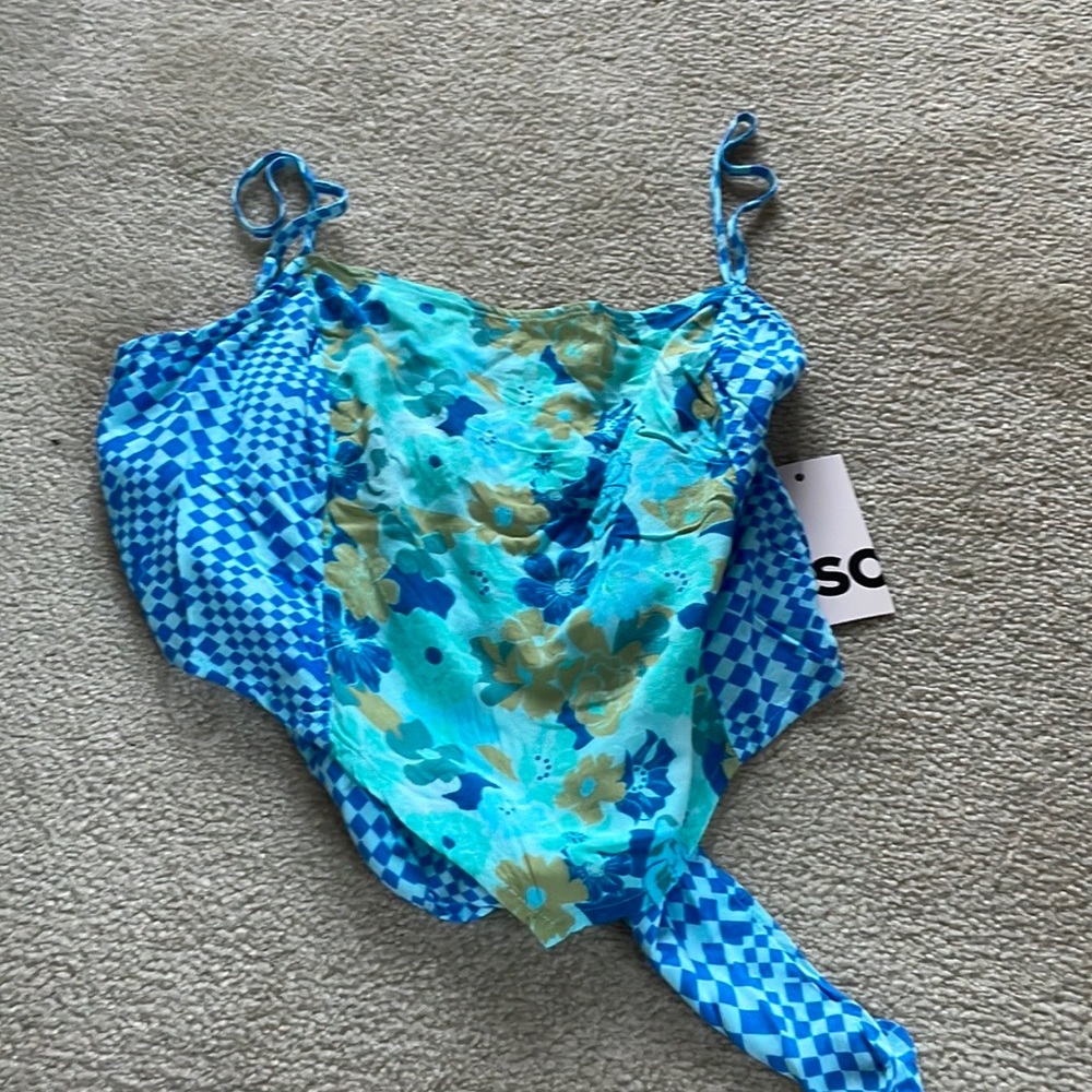 SO blue bandana cropped tank top